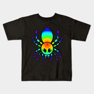 Colorful Cartoon Tarantula (Rainbow Radial) Kids T-Shirt